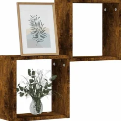 vidaXL væghylder 2 stk. 30x15x30 cm kubeformet røget egetræ