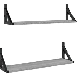 vidaXL væghylder 2 stk. 60x15x15,5 cm grå sonoma-eg