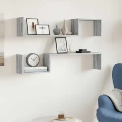 vidaXL væghylder 2 stk. 100x15x20 cm konstrueret træ grå sonoma-eg