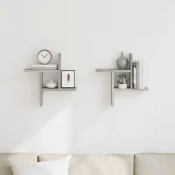 vidaXL væghylder 2 stk. 38x12x38 cm konstrueret træ grå sonoma-eg