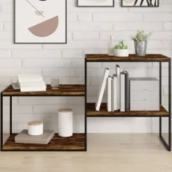 vidaXL væghylder 4 stk. 60x40x1,5 cm konstrueret træ røget egetræ
