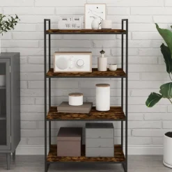 vidaXL væghylder 4 stk. 60x40x1,5 cm konstrueret træ røget egetræ