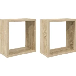 vidaXL væghylder 2 stk. 30x15x30 cm kubeformet sonoma-eg