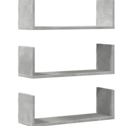 vidaXL væghylder 3 stk. 58x18x18 cm konstrueret træ betongrå