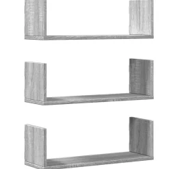 vidaXL væghylder 3 stk. 58x18x18 cm konstrueret træ grå sonoma-eg