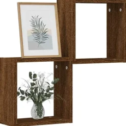 vidaXL væghylder 2 stk. 30x15x30 cm kubeformet brun egetræsfarve