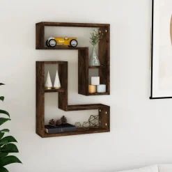 vidaXL væghylder 2 stk. 50x15x50 cm konstrueret træ røget egetræ