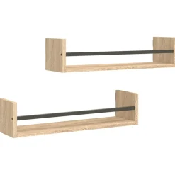 vidaXL væghylder med stænger 2 stk. 60x16x14 cm sonoma-eg