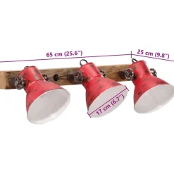 vidaXL væglampe 25 W 65x25 cm E27 rustik rød