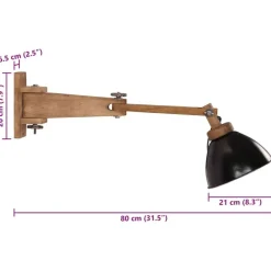 vidaXL væglamper 150 cm 25 W E27 sort