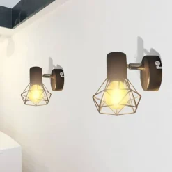 vidaXL væglamper 2 stk. med LED-pærer industriel stil sort
