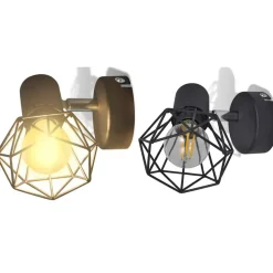vidaXL væglamper 2 stk. med LED-pærer industriel stil sort