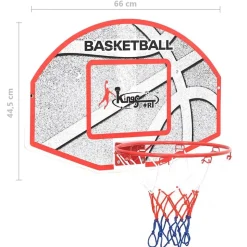 vidaXL vægmonteret basketballkurv med plade 5 dele 66x44,5 cm