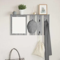 vidaXL Vægmonteret Jakkeholder med hylde Grå sonoma-eg 85 x 10 x 45 cm