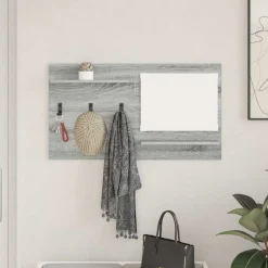 vidaXL Vægmonteret Jakkeholder med hylde Grå Sonoma 90 x 10 x 50 cm