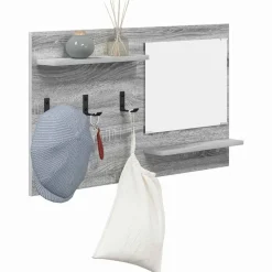 vidaXL Vægmonteret Jakkeholder med hylde Grå Sonoma 90 x 10 x 50 cm