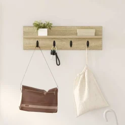 vidaXL Vægmonteret Jakkeholder Vægmonteret Sonoma eg 60 x 10,5 x 18 cm