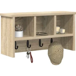 vidaXL Vægmonteret Jakkeholder med hylde Sonoma eg 50 x 16 x 26 cm