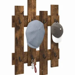 vidaXL Vægmonteret Jakkeholder Røget eg 60 x 3 x 82 cm Konstrueret træ