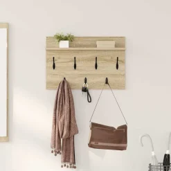 vidaXL Vægmonteret Jakkeholder med hylde Sonoma eg 60 x 40 x 12 cm