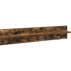 vidaXL Vægmonteret Jakkeholder Vægmonteret Røget eg 100 x 10,5 x 18 cm