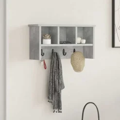 vidaXL Vægmonteret Jakkeholder med hylde Beton Grå 50 x 16 x 26 cm
