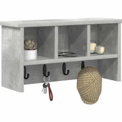 vidaXL Vægmonteret Jakkeholder med hylde Beton Grå 50 x 16 x 26 cm