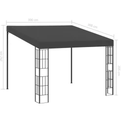 vidaXL vægmonteret pavillon 3x3 m stof antracitgrå