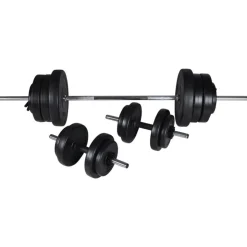 vidaXL vægmonteret styrketårn med vægtstang- og håndvægtsæt 60,5 kg