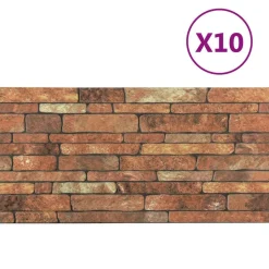 vidaXL Vægpaneler 10 pcs Brun og hvid 100 x 50 cm EPS Skum