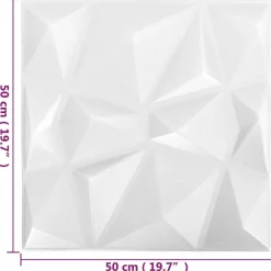 vidaXL Vægpaneler 48 pcs Diamond Hvid 50 x 50 cm XPS Skum