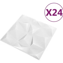 vidaXL Vægpaneler 24 pcs Diamond Hvid 50 x 50 cm XPS Skum