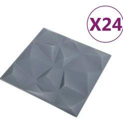 vidaXL Vægpaneler 24 pcs Diamond Grå 50 x 50 cm XPS Skum