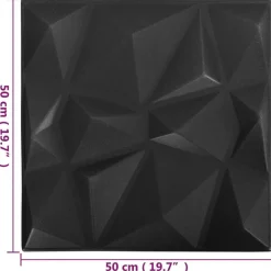 vidaXL Vægpaneler 24 pcs Diamond Sort 50 x 50 cm XPS Skum