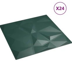 vidaXL Vægpaneler 24 pcs Grøn 50 x 50 cm XPS Skum