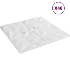 vidaXL Vægpaneler 48 pcs Hvid 50 x 50 cm XPS Skum