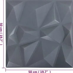 vidaXL Vægpaneler 12 pcs Origami Grå 50 x 50 cm XPS Skum