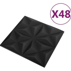 vidaXL Vægpaneler 48 pcs Origami Sort 50 x 50 cm XPS Skum