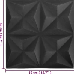 vidaXL Vægpaneler 48 pcs Origami Sort 50 x 50 cm XPS Skum