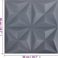 vidaXL Vægpaneler 24 pcs Origami Grå 50 x 50 cm XPS Skum