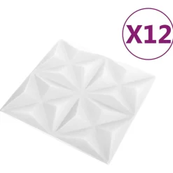 vidaXL Vægpaneler 12 pcs Origami Hvid 50 x 50 cm XPS Skum
