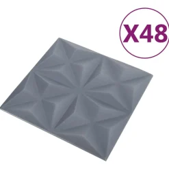 vidaXL Vægpaneler 48 pcs Origami Grå 50 x 50 cm XPS Skum