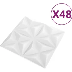 vidaXL Vægpaneler 48 pcs Origami Hvid 50 x 50 cm XPS Skum