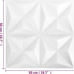 vidaXL Vægpaneler 48 pcs Origami Hvid 50 x 50 cm XPS Skum
