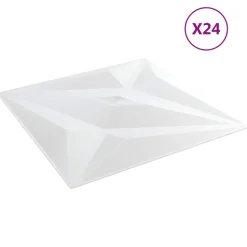 vidaXL Vægpaneler Stjerne 24 pcs Hvid Star 50 x 50 cm XPS Skum