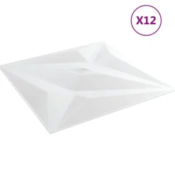 vidaXL Vægpaneler Stjerne 12 pcs Hvid Star 50 x 50 cm XPS Skum