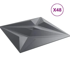 vidaXL Vægpaneler Stjerne 48 pcs Star Grå 50 x 50 cm XPS Skum