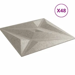 vidaXL Vægpaneler Stjerne 48 pcs Star Beton 50 x 50 cm XPS Skum