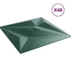 vidaXL Vægpaneler Stjerne 48 pcs Star Grøn 50 x 50 cm XPS Skum