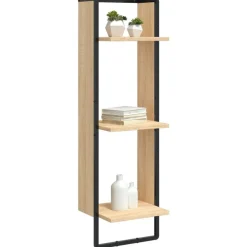 vidaXL vægreol med 3 hylder 30x25x100 cm konstrueret træ sonoma-eg